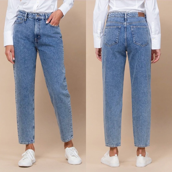 HIDDEN Zoey Tapered Mom High Rise Ankle Cropped Acid Wash 100% Cotton Jeans - Picture 1 of 12